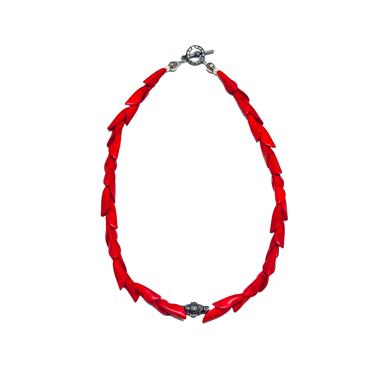 GARA -【FISH BONE NECKLACE(RED)】ガラ ビーズ ネックレス ターコイズ