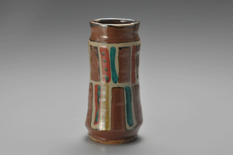 希少 益子焼 赤絵柿釉三脚器 3客揃い 希少 益子焼 赤絵柿釉三脚器 3客