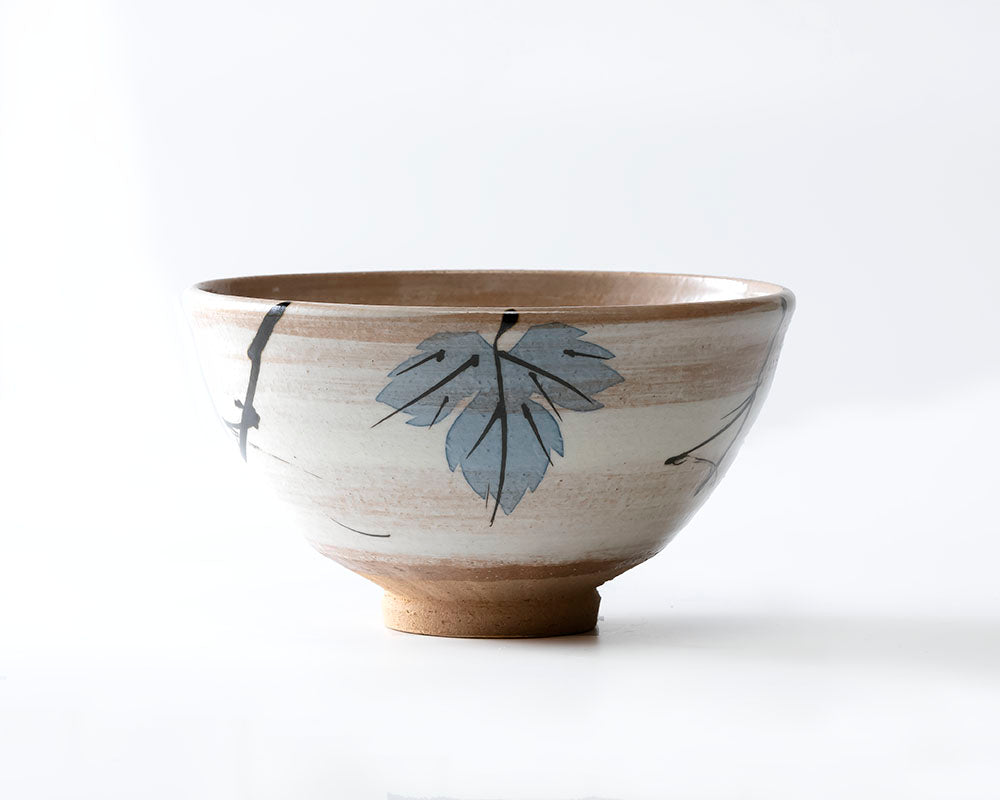 QOT × 小山路窯【佐賀県武雄産 武雄焼】和紙染葉文抹茶椀[江口勝美