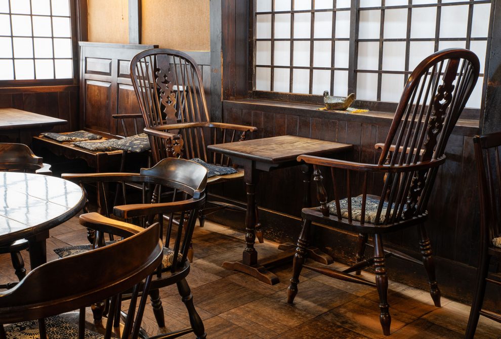 松本民芸家具 立体的なデザイン C型電話台 約13万8千円 ※i4※ 松本民芸