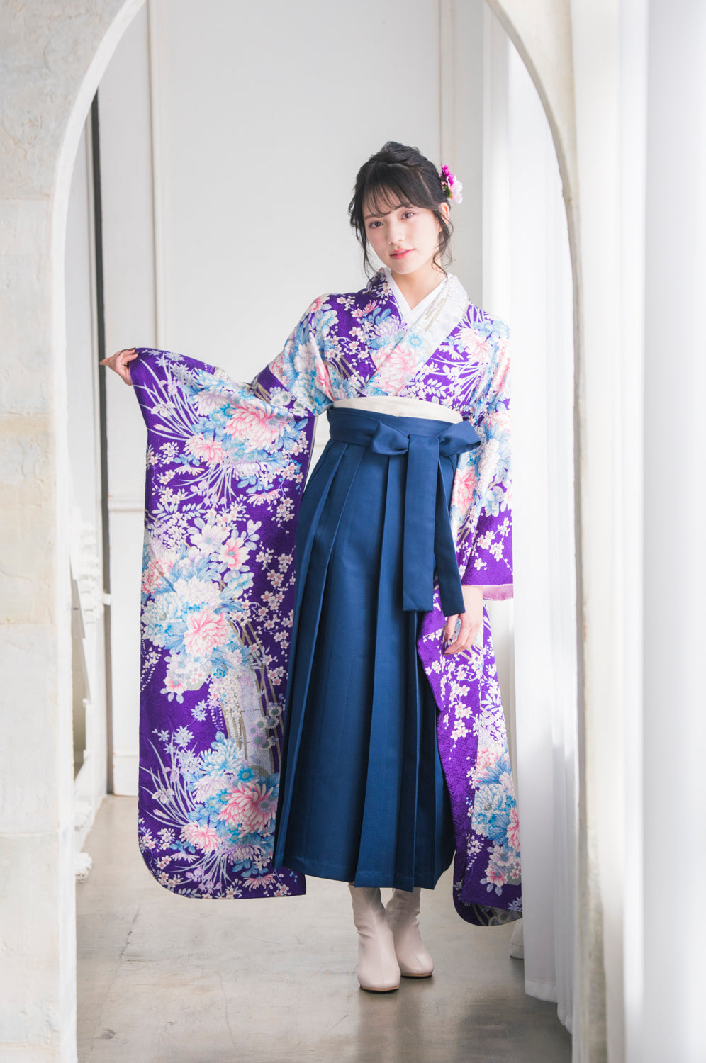 卒業式女性袴 / 紫 振袖 – Memories Closet