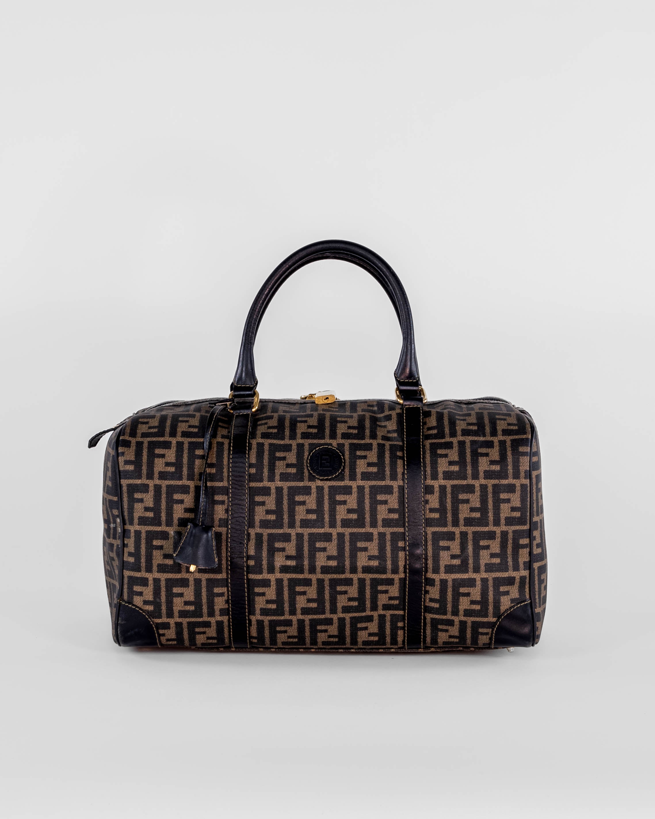 Fendi Zucca Canvas Boston Bag Brown Black Gold - Merchsweden