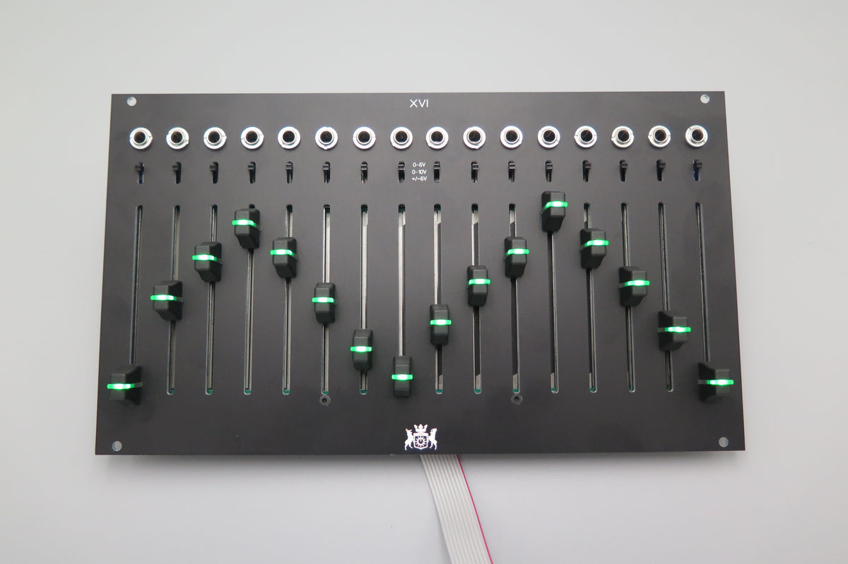 XVI Euro 16 Channel Fader Bank with CV, I2C, and MIDI – Michigan