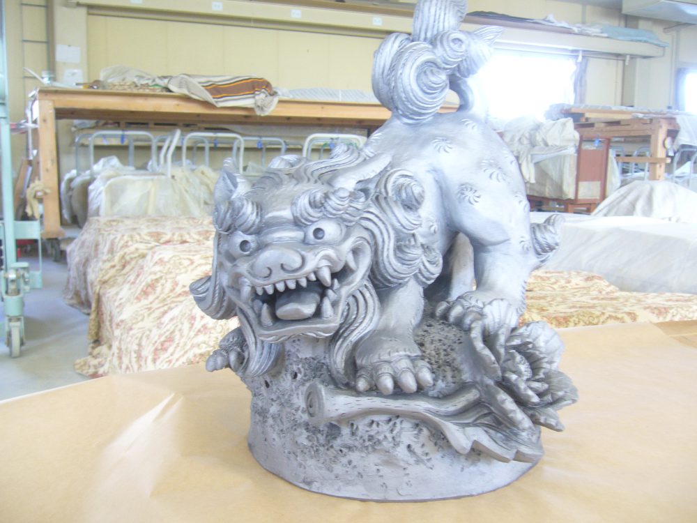 江戸時代 唐獅子牡丹 寛政暦 隅蓋瓦 鬼瓦 置物 インテリア オブジェ