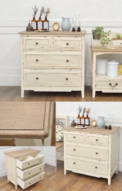 シャビーシックなチェスト アンティークホワイトのフレンチカントリー