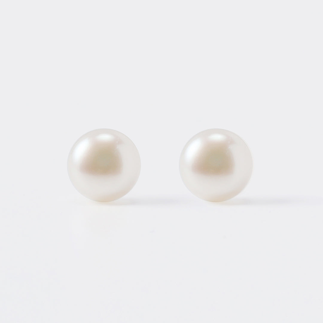 K18淡水ボタンパールピアスミニ