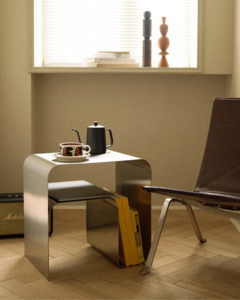 最短翌日配送】Stainless Curved Side Table サイドテーブル