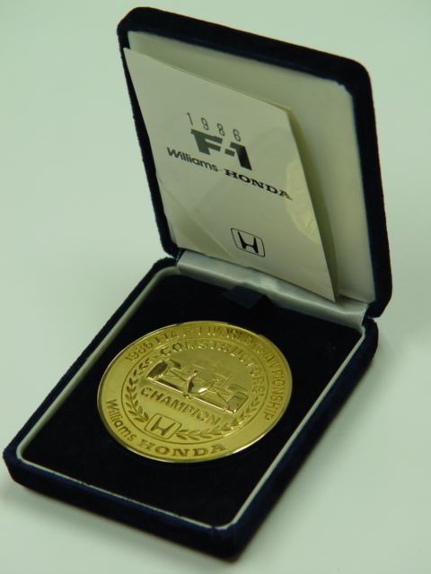 1989年ウィリアムホンダコンストラクターチャンピオン記念メダル