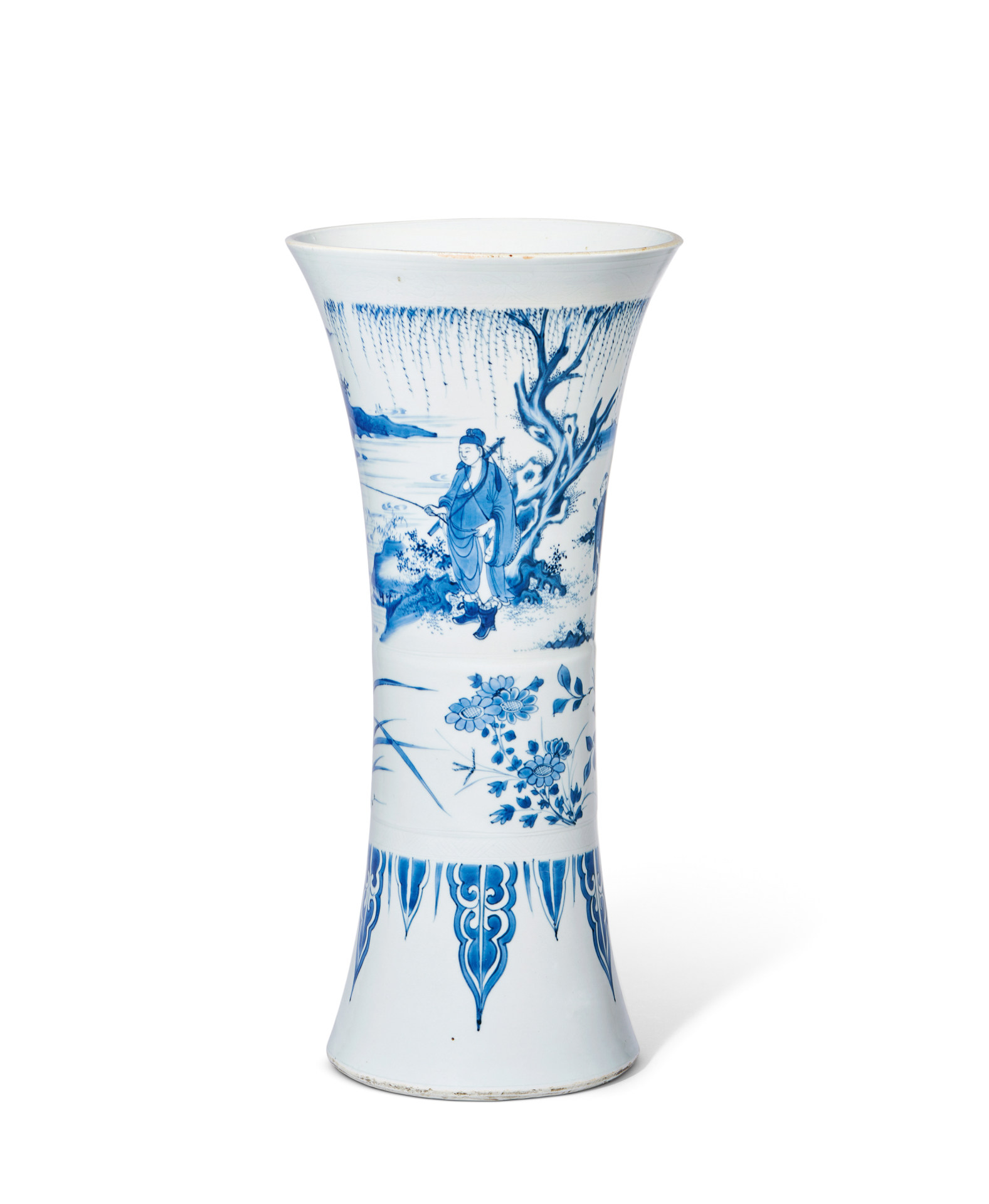 中国美術青花波龍紋碗宣徳年製款旧家蔵出（SH941）