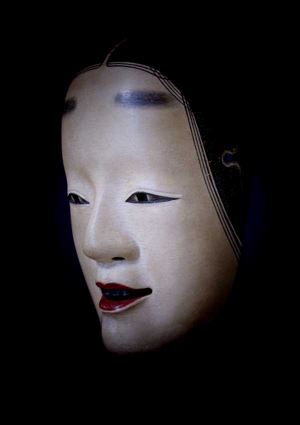 能面若女木彫り