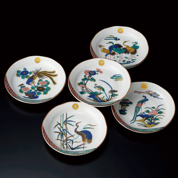 静物画、柿と伊万里焼赤絵皿、日本画6号サイズ