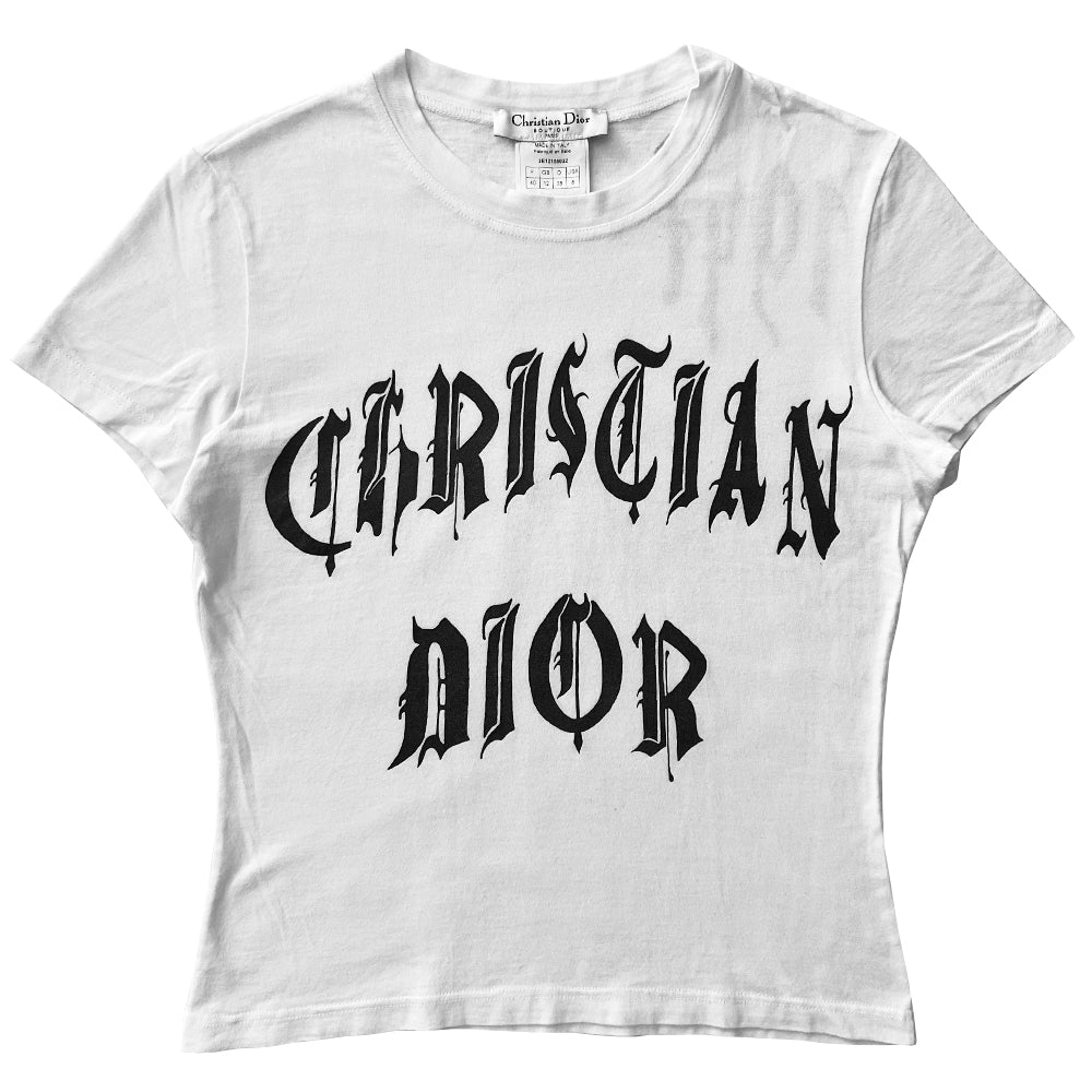 Christian Dior Gothic Logo Print 1947 Tee - 40 – Angeles Vintage