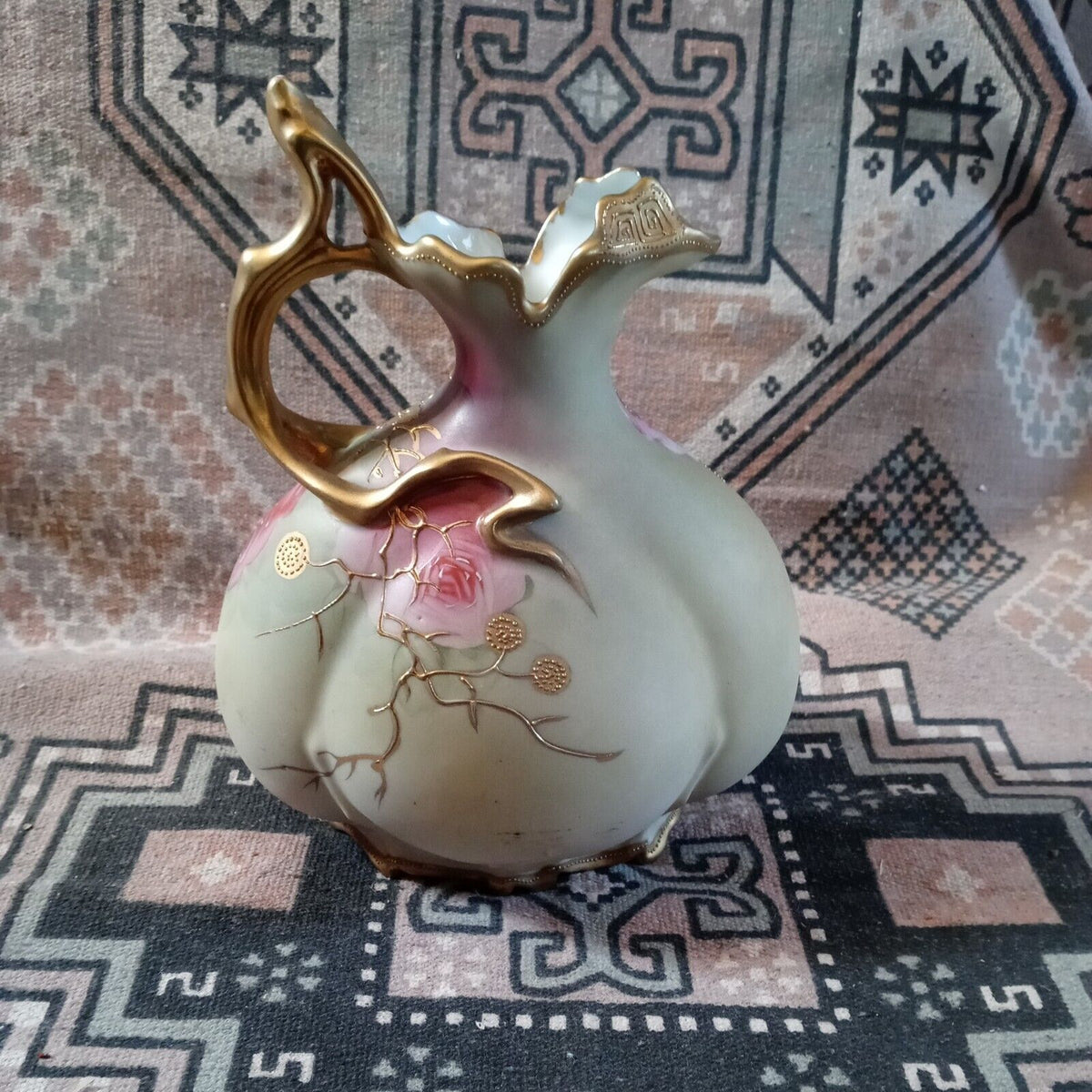 オールドノリタケ 釉下彩 花瓶 メイプルリーフ ルックウッド