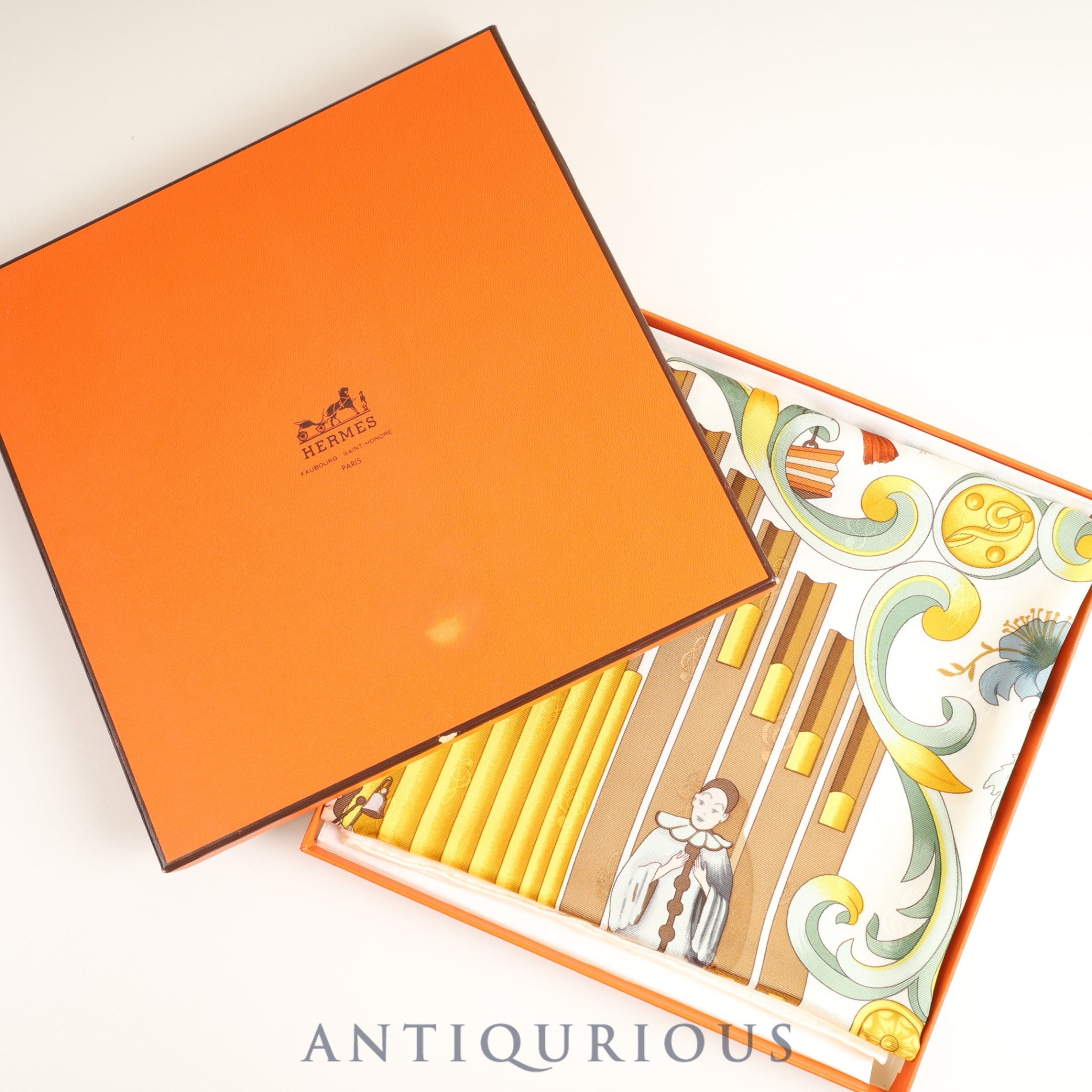 エルメス スカーフ カレ90 パイプオルガンと時計仕掛けの楽器 SILK100