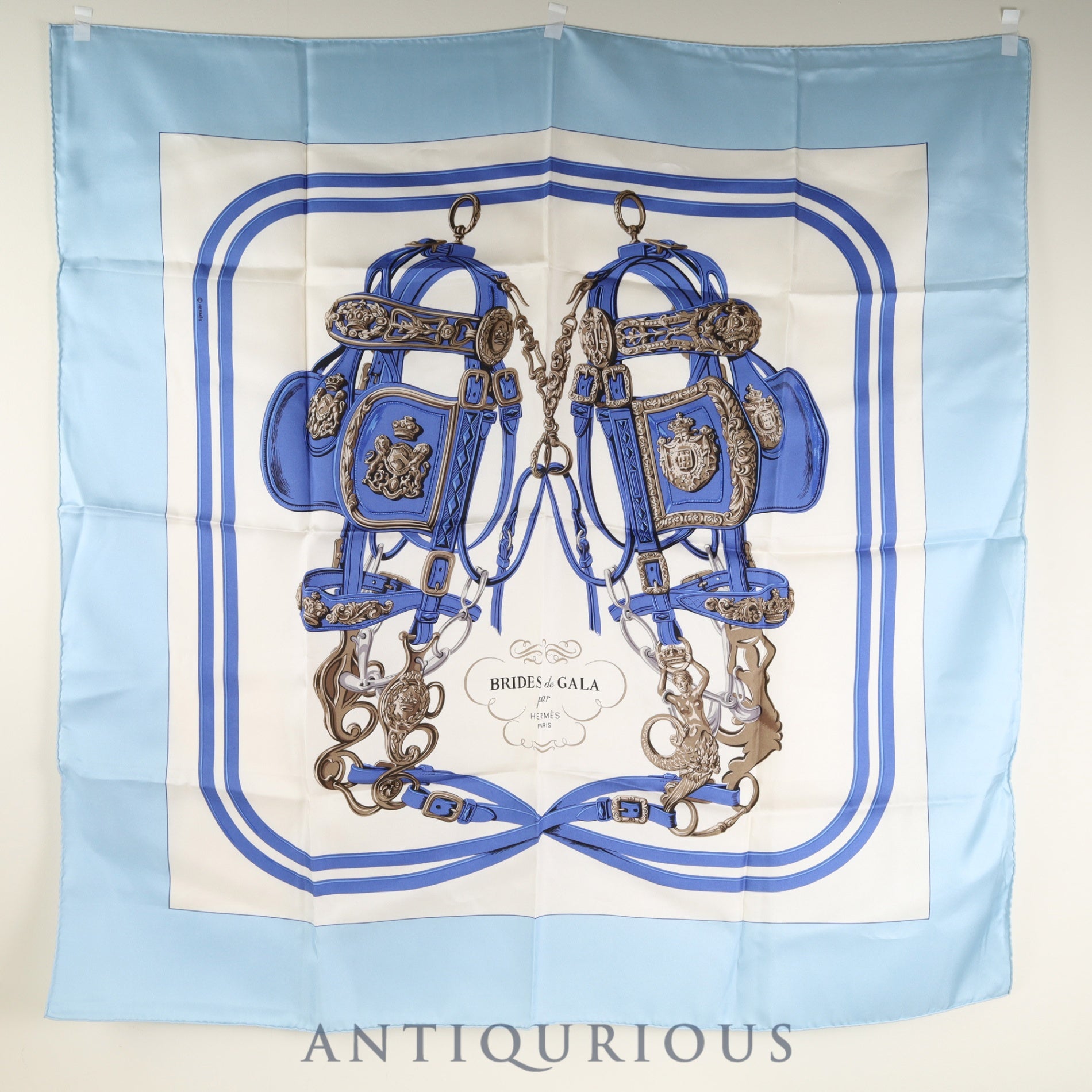 エルメス スカーフ カレ90 式典用馬蹄 ブルー SILK100% | 東京銀座の