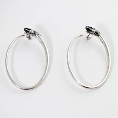 CELINE セリーヌ スネークモチーフ フープ ピアス シルバー 収納袋付