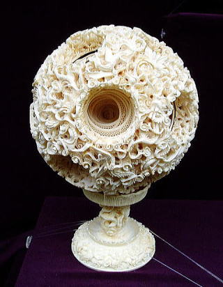 ♢象牙調 象牙色 5重 多層球 置物 中国工芸品 コレクション骨董品