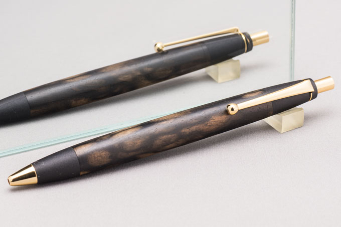 野原工芸 超特上黒柿 孔雀杢 旧型 シャープペンシル 固定式口金 縮木