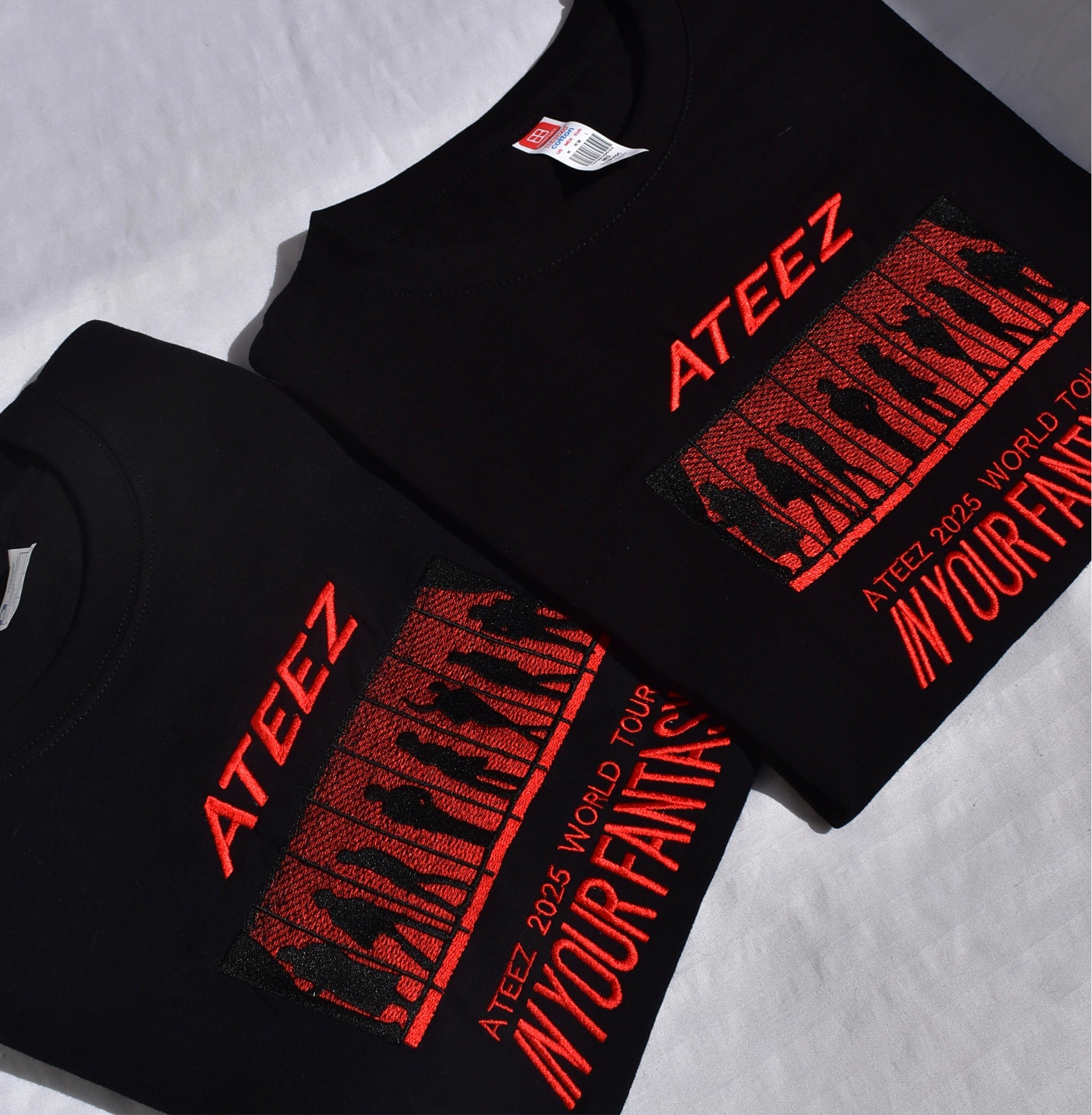 ATEEZ IN YOUR FANTASY TOUR BLACK EMBROIDERED T-SHIRT TEE shirt