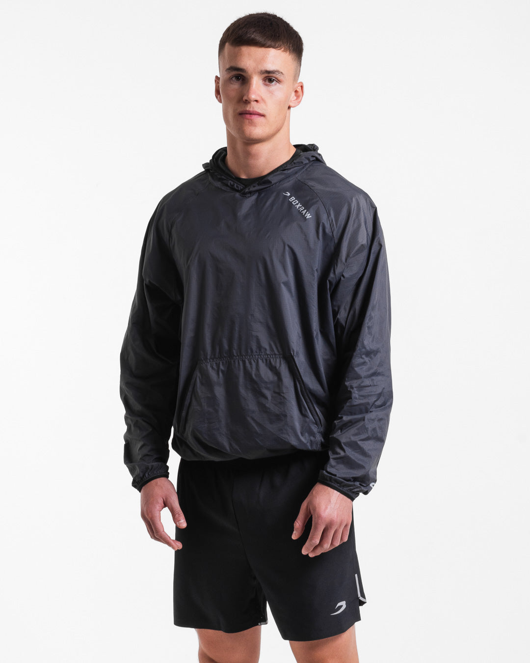 Genaro Oversized Windbreaker Hoodie - Charcoal | BOXRAW