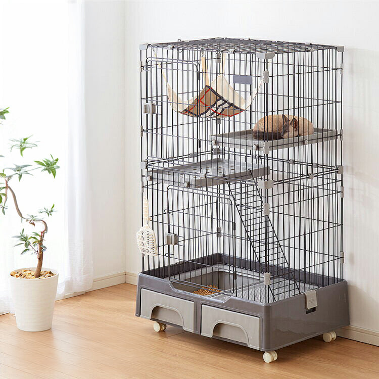 猫 ケージ 2段 おしゃれ スリム コンパクト キャスター付 収納型