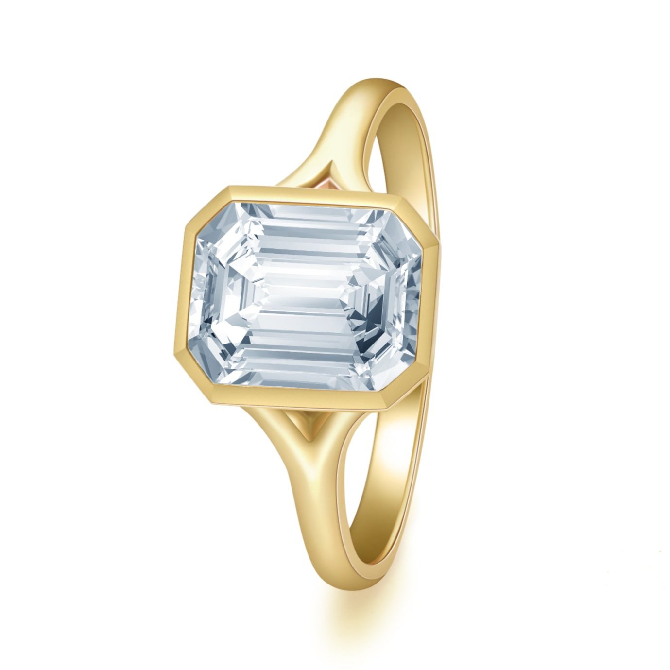 エメラルドカット 覆輪 ベゼルセッティング リング RI489YG – Brillar