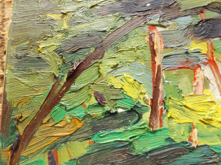 1970年・K.Uchida・油絵・抽象画・印象派・「notitle004」・h27.5cm