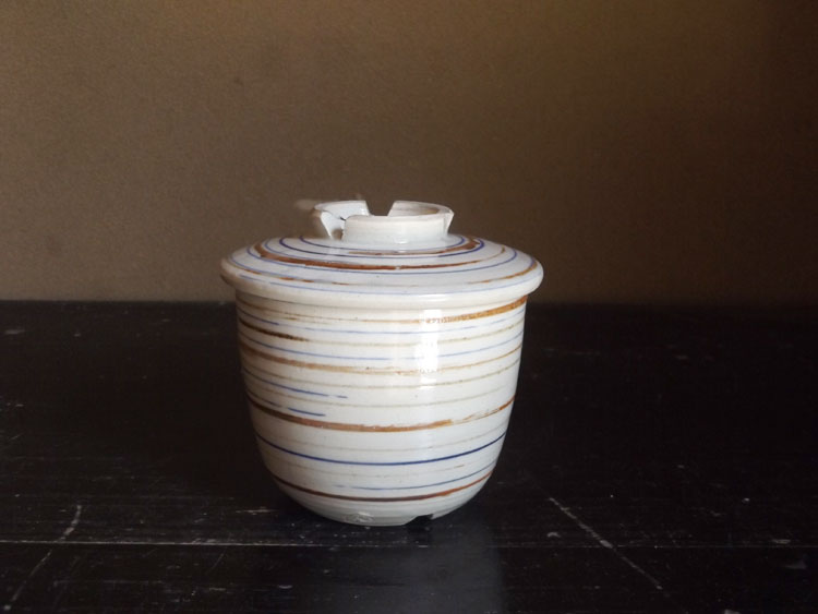 瀬戸焼 加藤作助 粉引海老摘蛤形食籠 18cm 大正〜