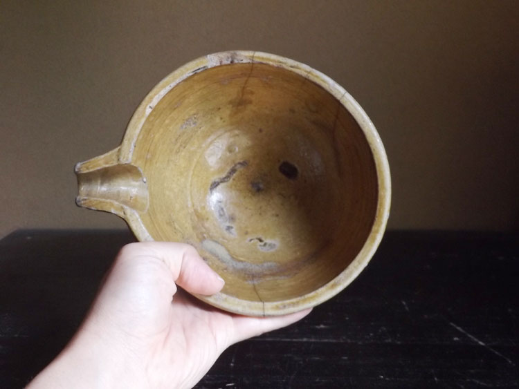 黄瀬戸の片口 骨董 古道具 黄瀬戸の片口 骨董 古道具