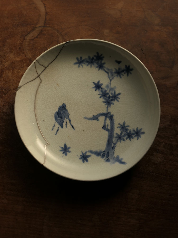 名品】江戸時代後期～明治時代初期 古伊万里 南蛮船の図 雷文様 花入れ