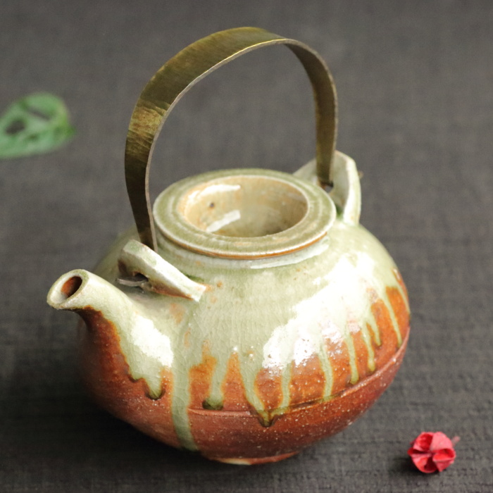 信楽焼穴窯粉引土瓶