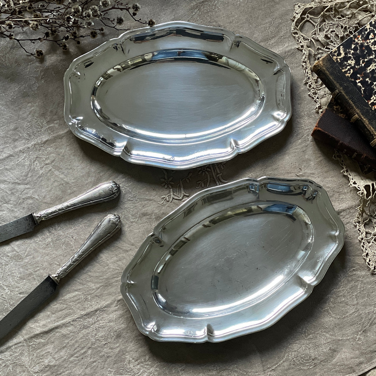 RODD】ギャラリートレー オーバル型 47cm 【シルバープレート】 大盤