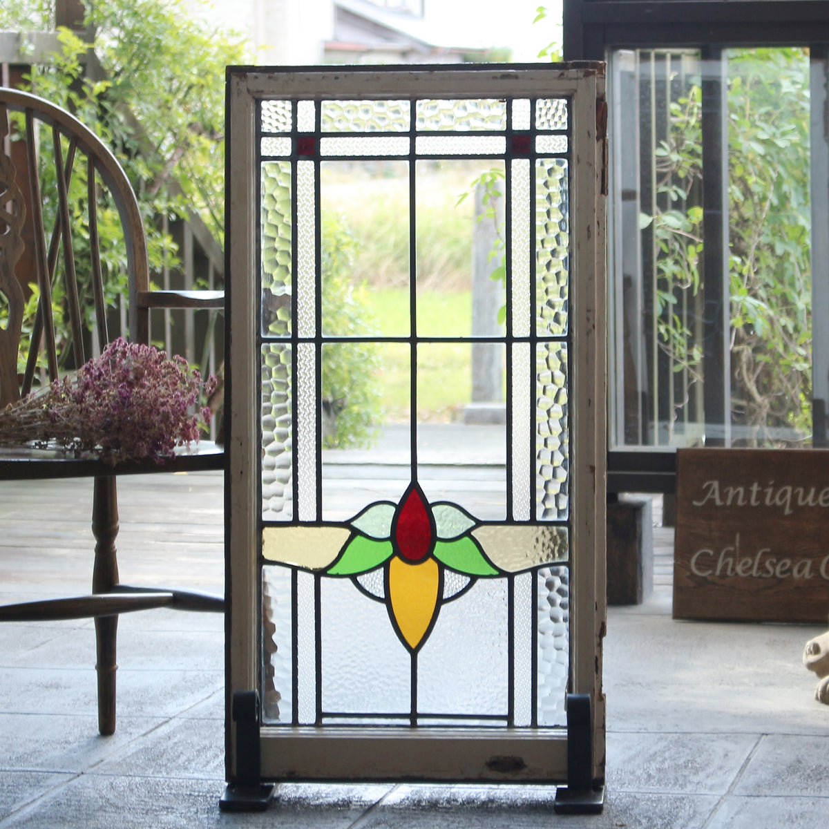 西洋アンティーク 大 ステンドグラス 縦 37cm×横 37cm 西洋