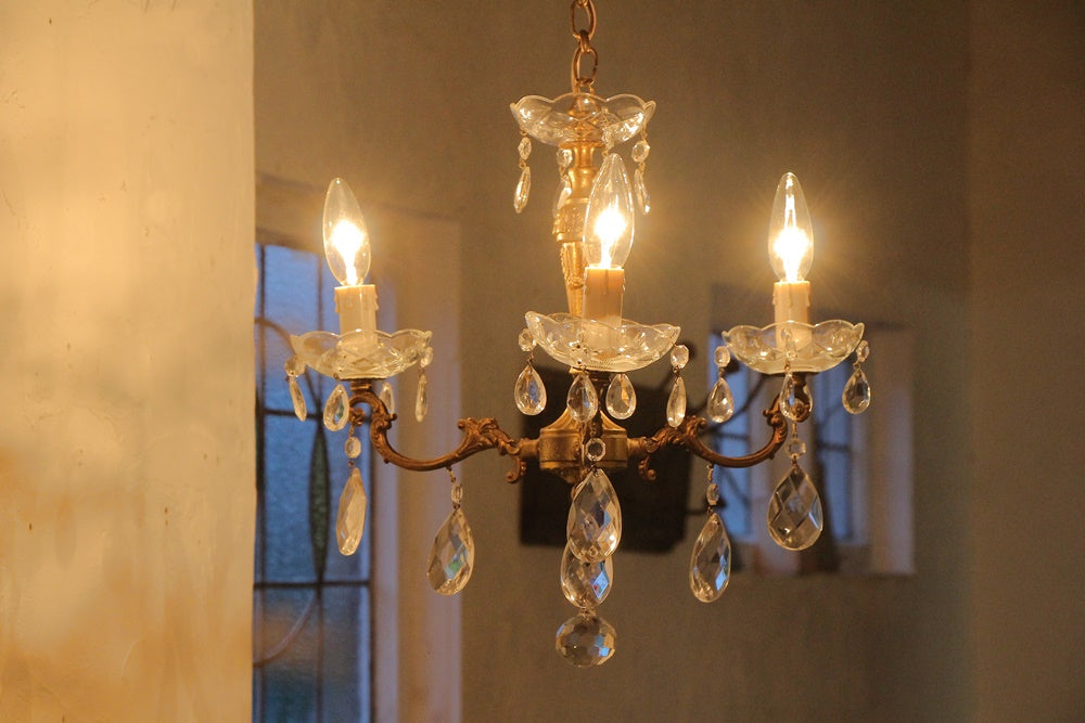 ご予約）ミニシャンデリア（青の世界） フランス アンティーク 1910年