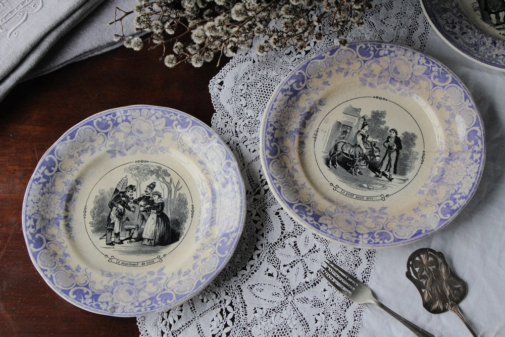 ディゴワンサルグミンヌ窯ライラックカラーのグリザイユ（直径20cm