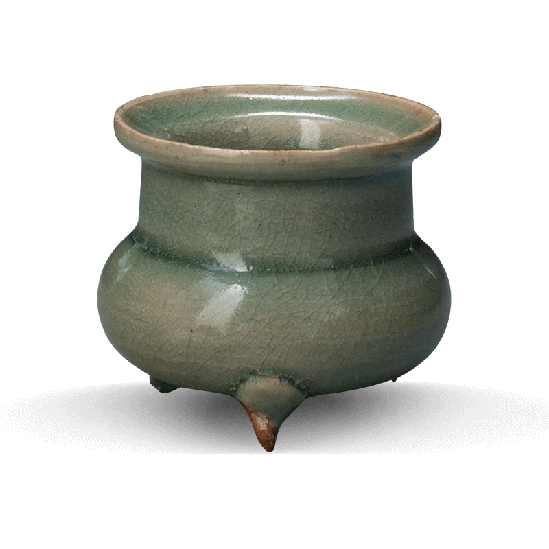 中国古玩 三つ足黒釉香炉7cm11cm 中国古玩三つ足黒釉