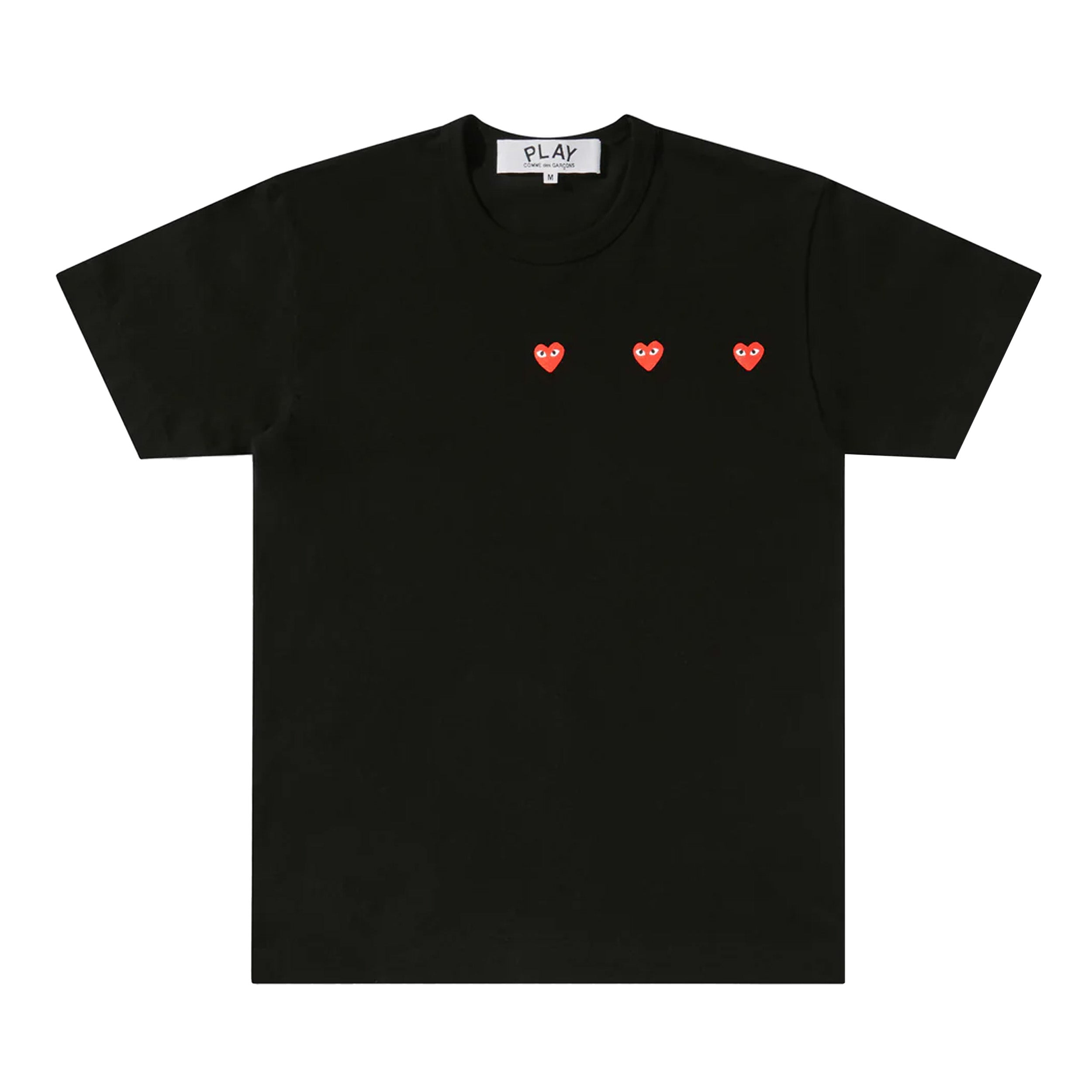 PLAY Horizontal Three Heart Logo T-Shirt (Black) – COMME des