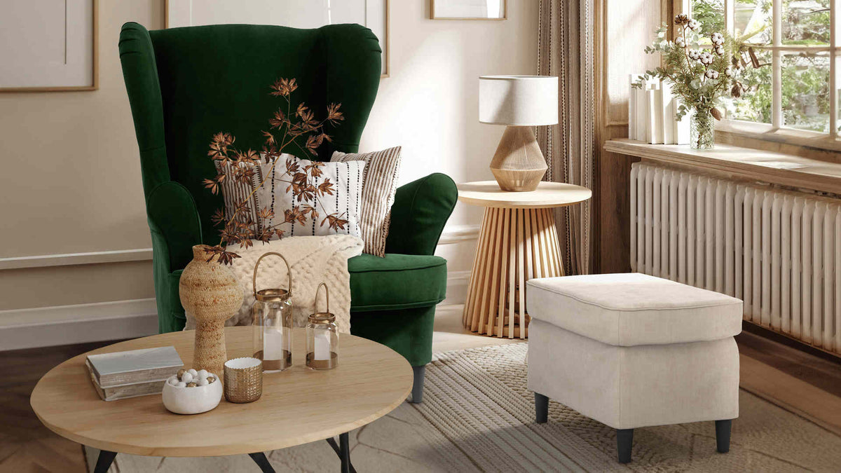 IKEA☆ストランドモン☆パーソナルチェア☆ダークグリーン☆オットマン