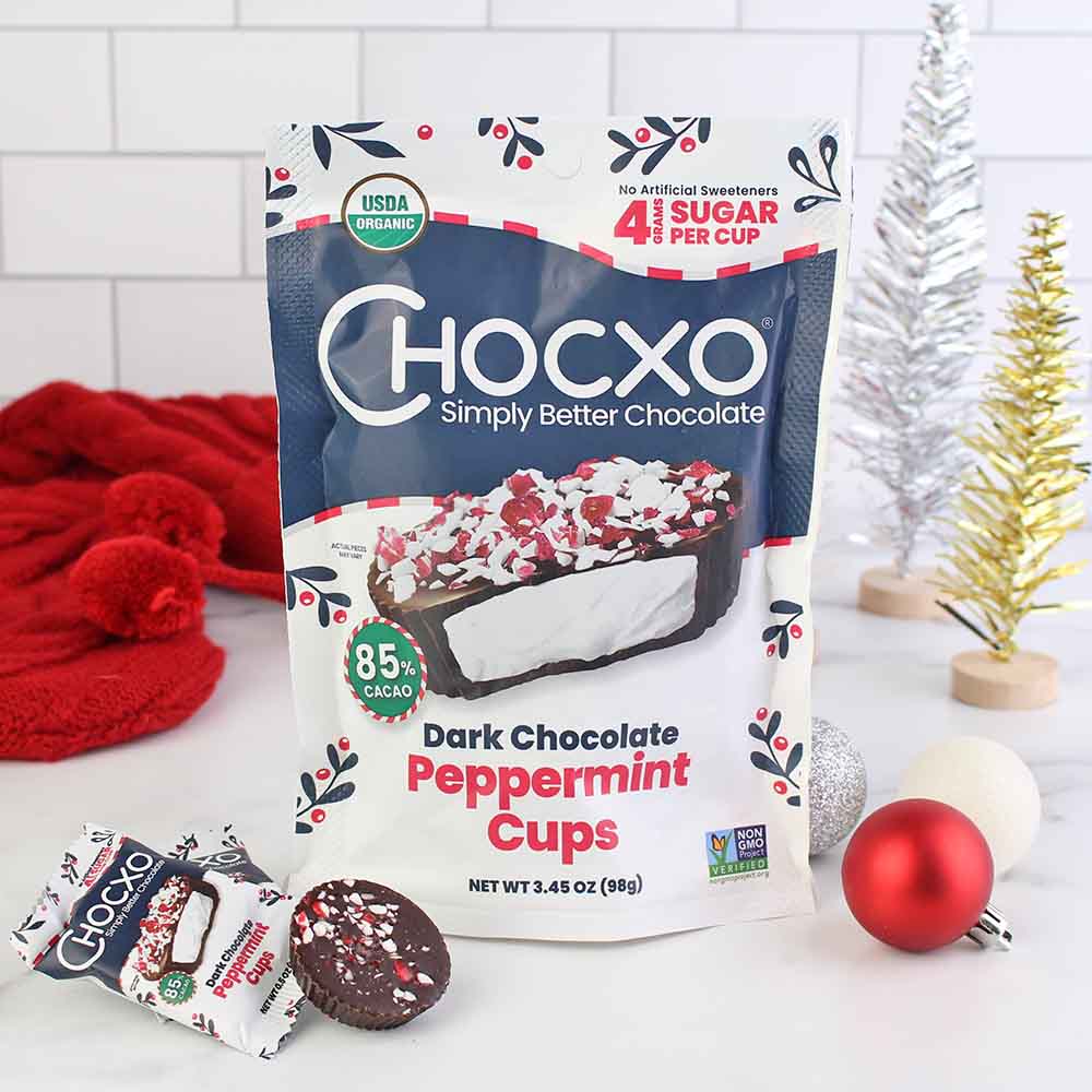 Chocxo Organic Dark Chocolate Peppermint Cups | Farm Fresh To You