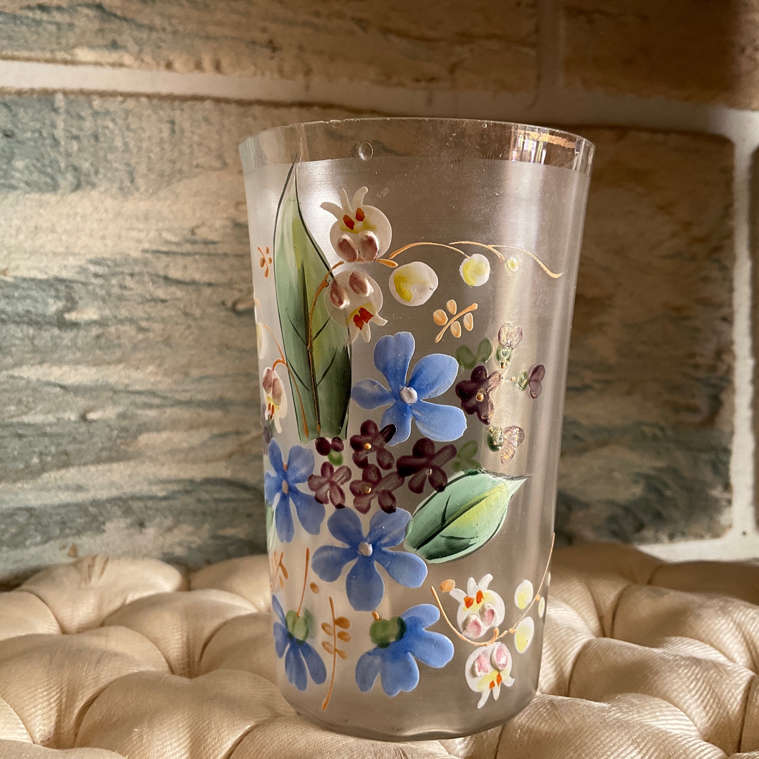 アンティークフランス ルグラ 手描き盛上げエナメル金彩 菫紋 ヴィオラ