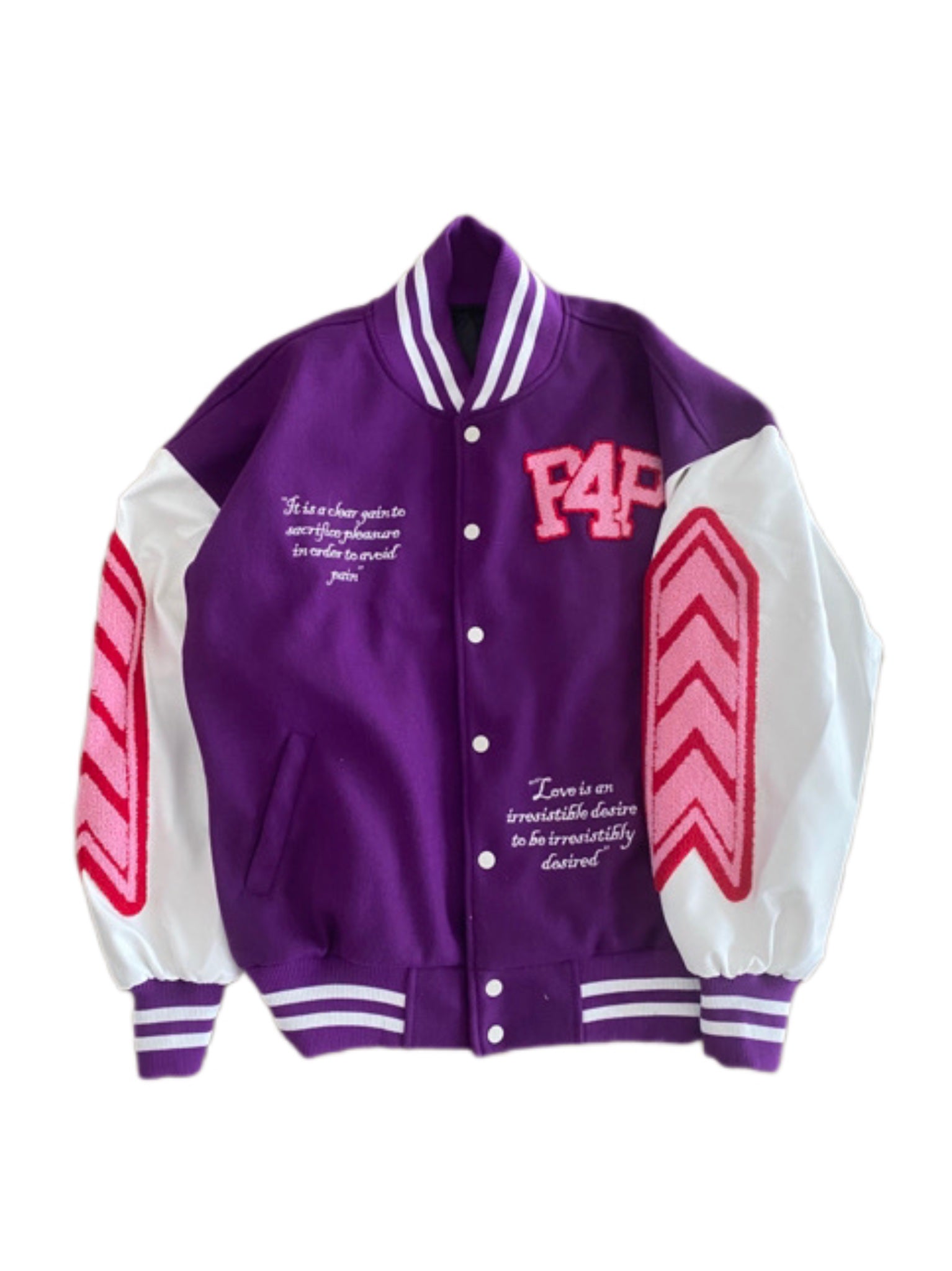 P4P VARSITY JACKET (PURPLE) – Evil Jocks