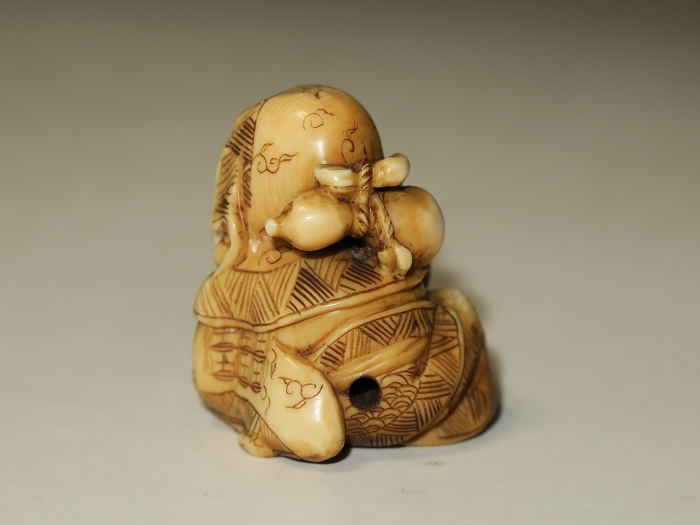 マンモス牙彫人物根付 根付 マンモス 黄厥明 吉祥根付 マンモス牙 単品