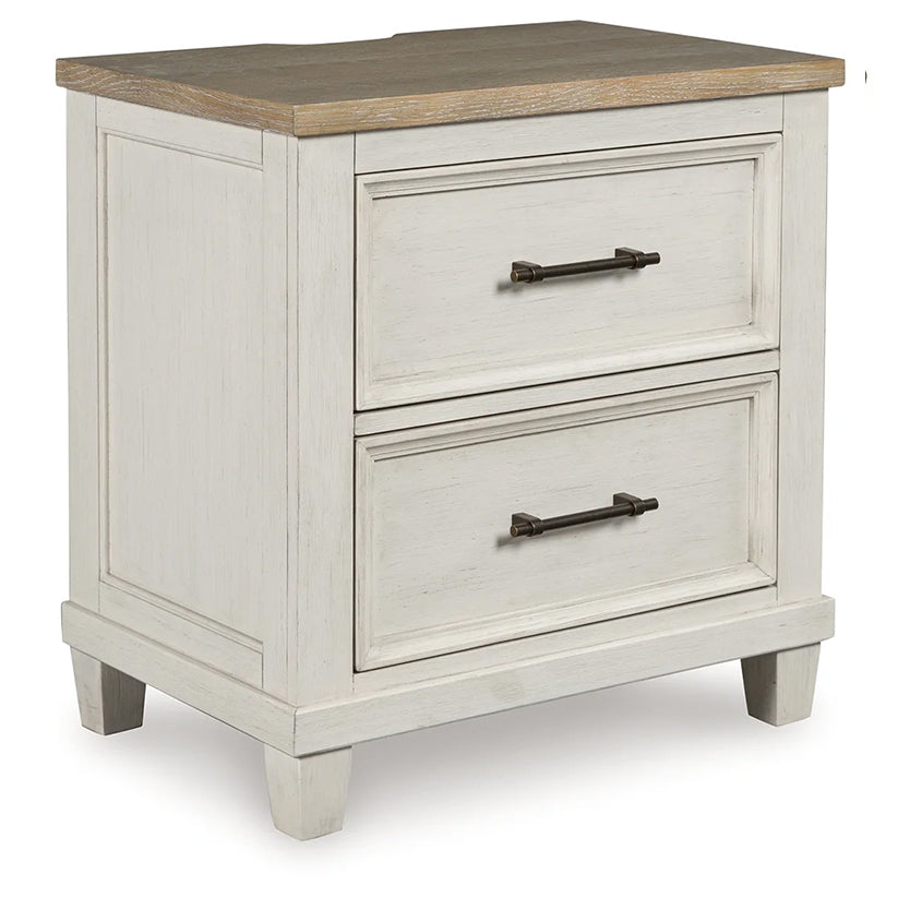 Shaybrock - Antique White / Brown - Two Drawer Night Stand