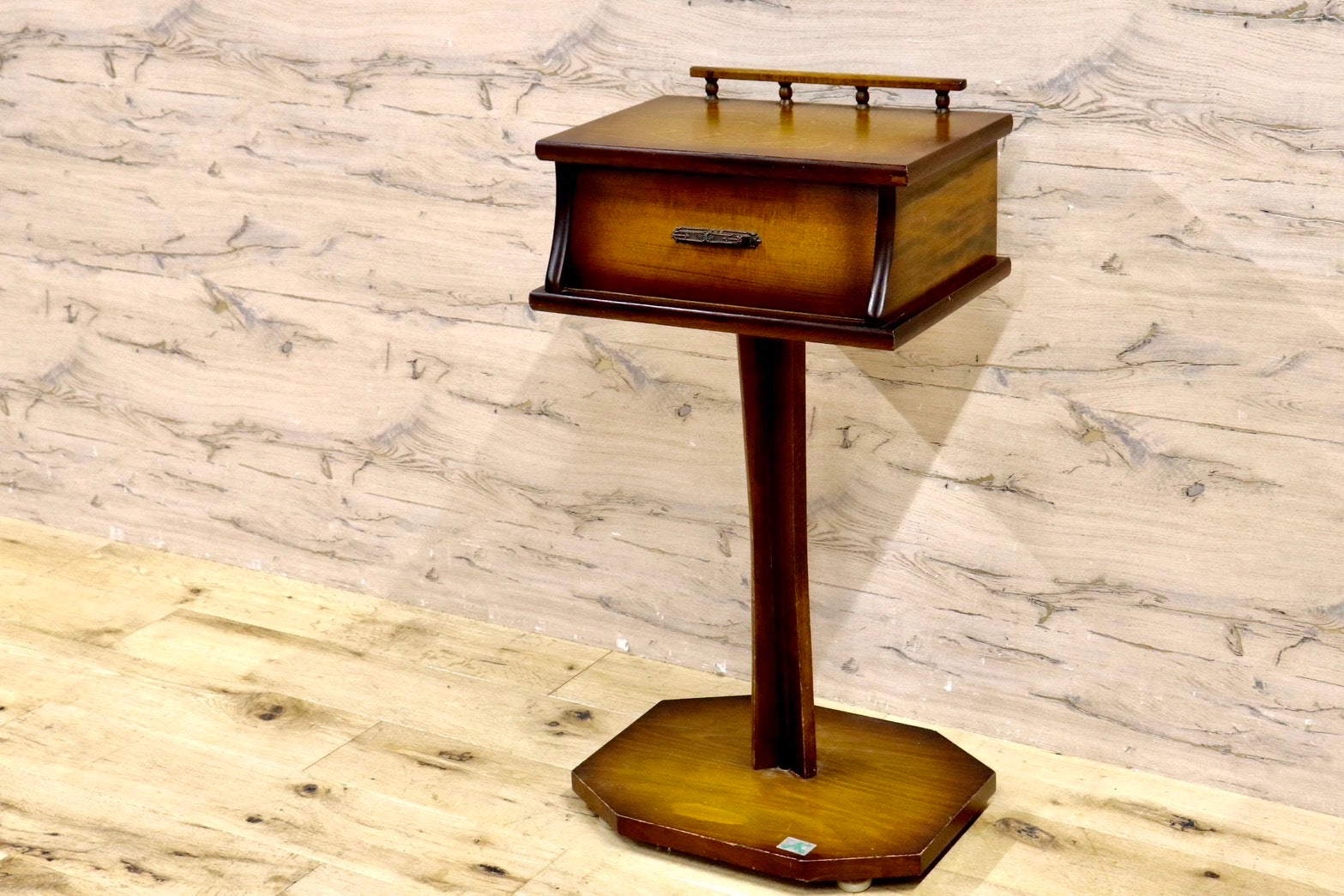 アンティーク調 木製 電話台7段 昭和レトロ アンティーク調 木製 電話台7段