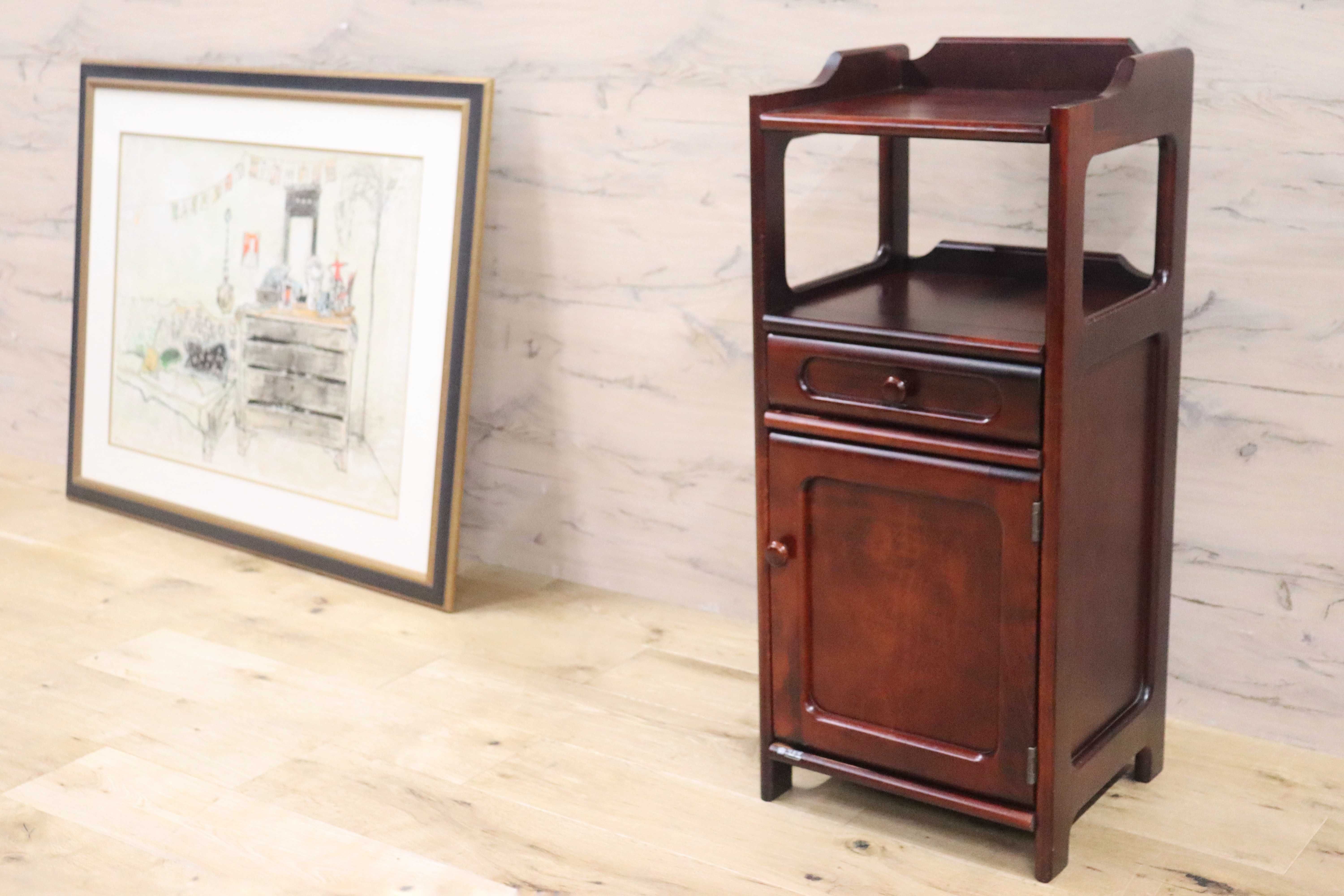 karimoku カリモク電話台 三角コーナーラタン 籐 花台