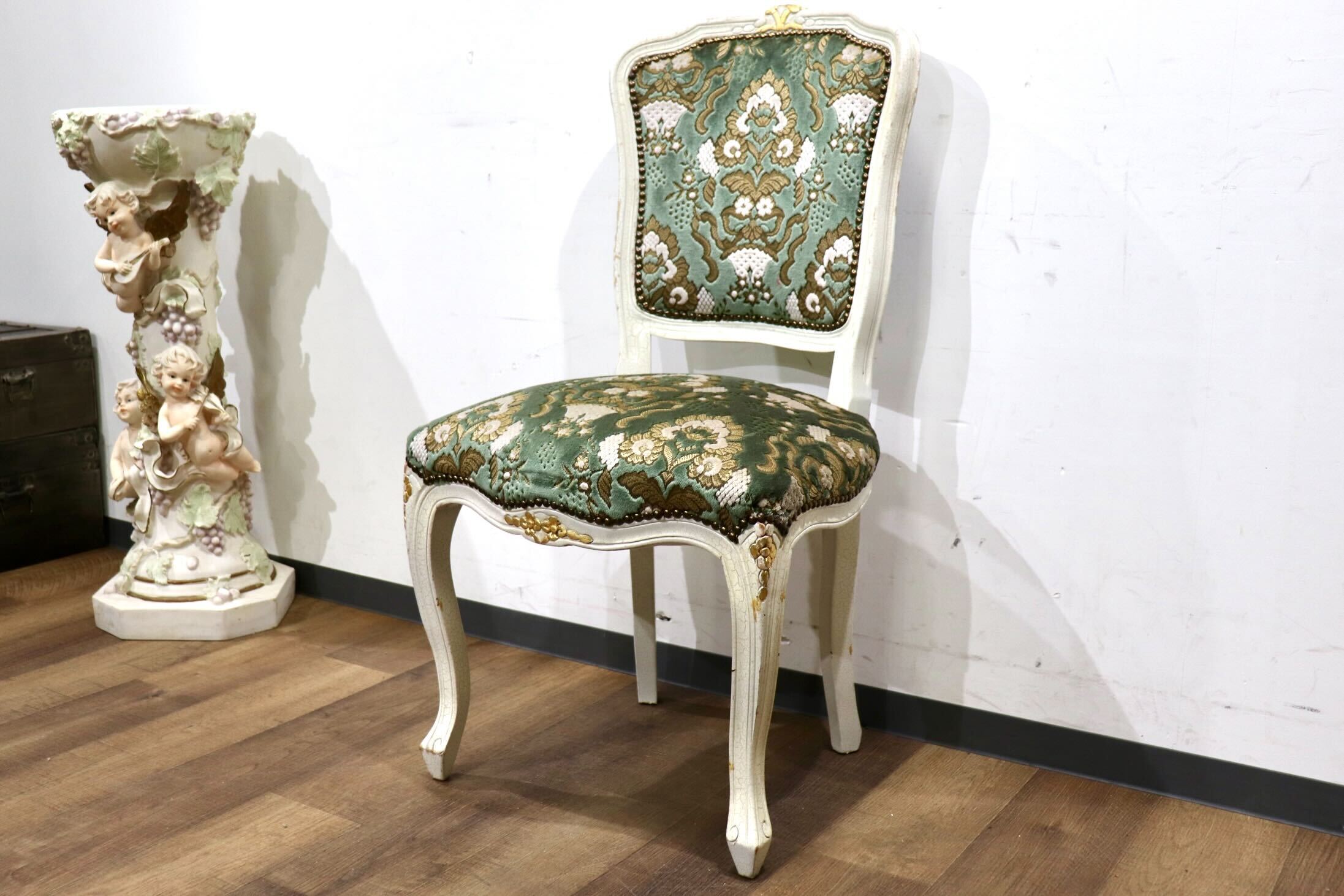 アンティーク/ゴブラン織り/ベビースツール/ローズ柄/イタリア製