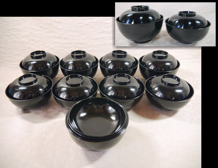 未使用 懐石道具 黒塗 四つ椀 購入 小丸椀 2客揃 汁椀 ほぼ未使用 懐石