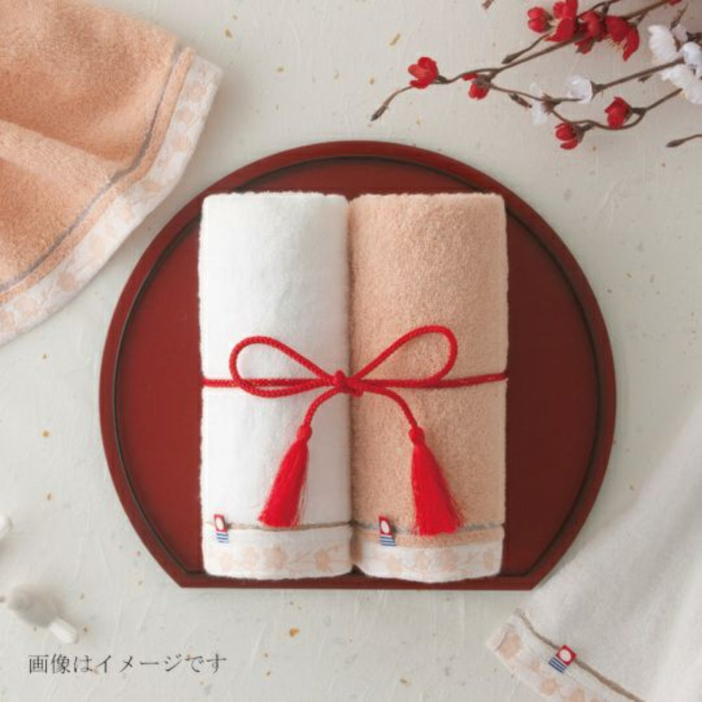 今治謹製 至福タオル 梅染め/フェイスタオル2枚セット/木箱入り – GOOD