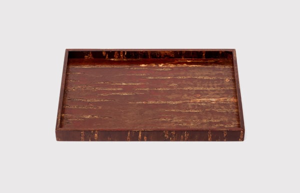 秋田 角館 樺細工/藤木伝四郎商店｜茶箱盆 長手盆 無地皮【ゆう