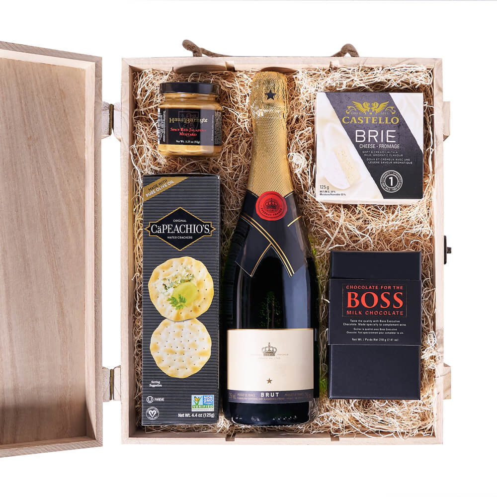 Champagne & Cheese Gift Box – Champagne gift baskets – US delivery